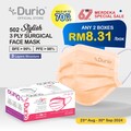 Durio 502 Stylish 3 Ply Surgical Face Mask - Orange -(50pcs)